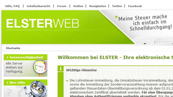 elster online portal login